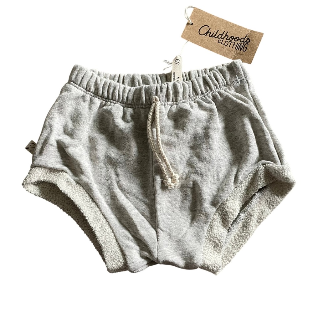 NWT $30 Size 6/7 Childhoods Clothing Shorties Oatmeal Grey French Terry Cotton